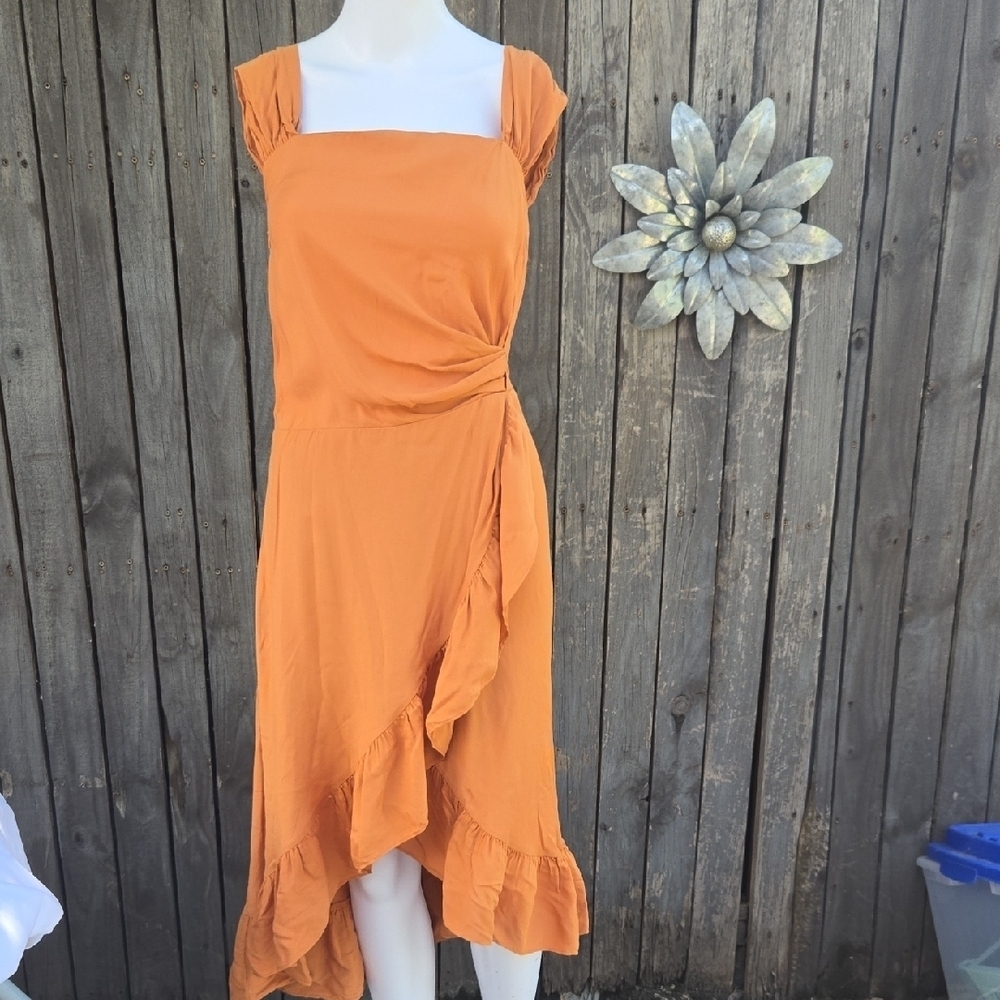 Maje Elegant Orange Off-Shoulder Dress Size 1 - Picture 2 of 7